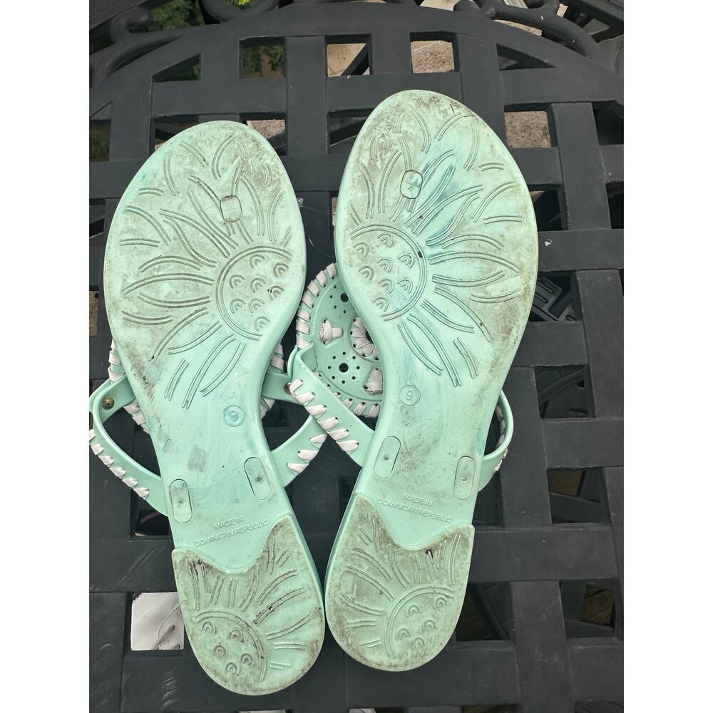 Jack Rogers Georgica Jelly Sandals Mint Green White Thong Slide Size 9 - Picture 3 of 4